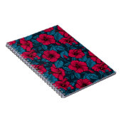 Notitieboek van rode hibiscus bloemen (Rechterzijde)