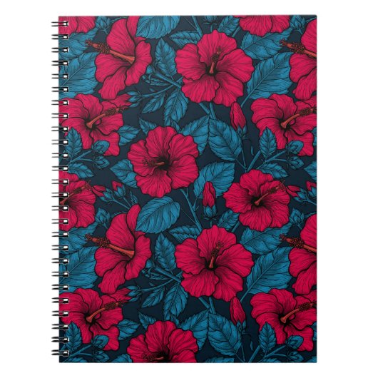 Notitieboek van rode hibiscus bloemen (Voorkant)