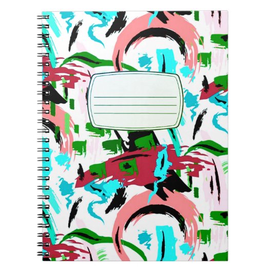 Notitieboek van roze en aqua abstracte samenstelli (Voorkant)