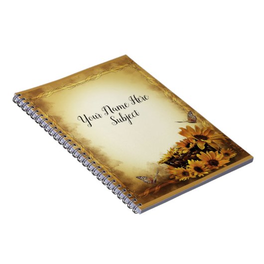 Notitieboek van zonnebloemen en vlinders (Rechterzijde)