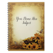 Notitieboek van zonnebloemen en vlinders (Voorkant)