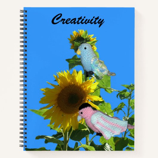 Notitieboek - Vogels op zonnebloem (Voorkant)