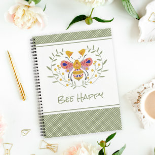 Notitieboek voor bee Happy Folk Art Bumble Bee