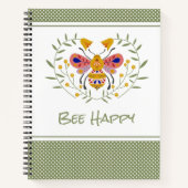Notitieboek voor bee Happy Folk Art Bumble Bee (Voorkant)