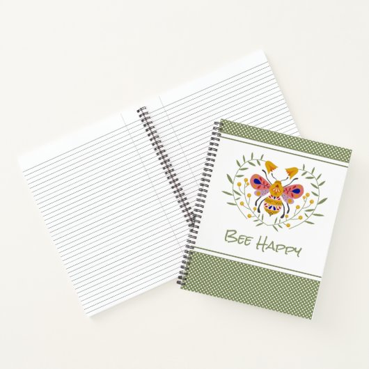 Notitieboek voor bee Happy Folk Art Bumble Bee (Binnen)