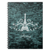 Notitieboek voor blauwgroen Eiffeltower (Voorkant)