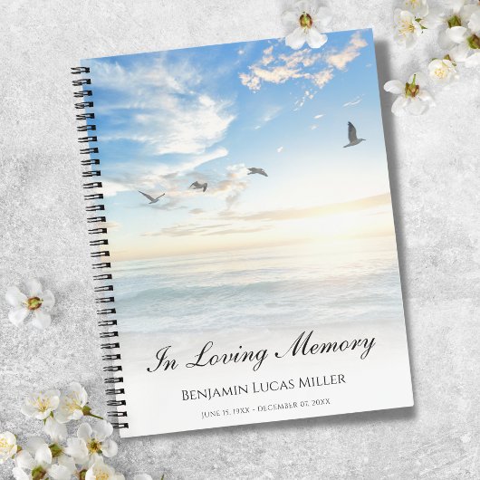 Notitieboek voor monumenten of funeral Beach Ocean