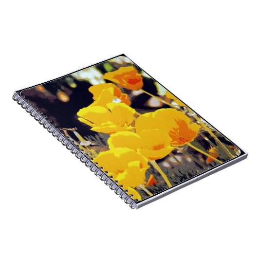 Notitieboek voor posterized Poppies Digital Art (Rechterzijde)