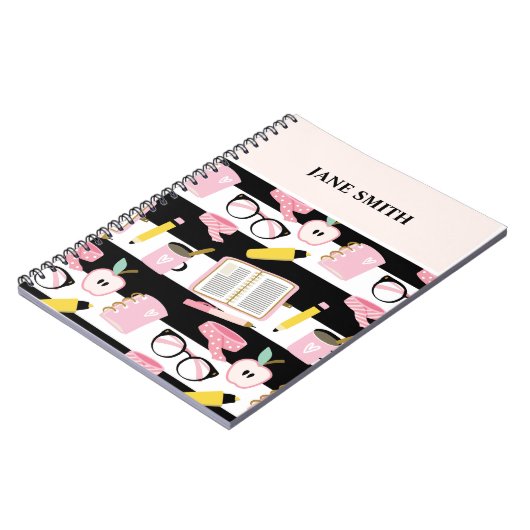 Notitieboek voor schoolspiraal met bewerkbare naam (Linkerzijde)