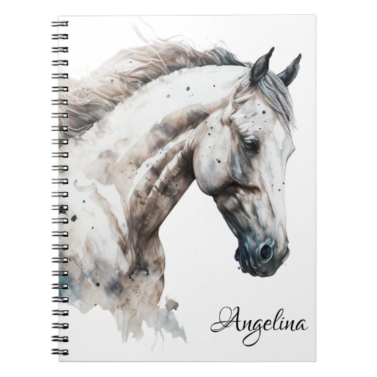 Notitieboek - Waterverf paard wit (Voorkant)