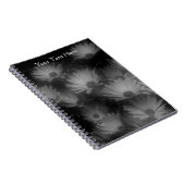 Notitieboek zwarte en witte vloerbloemen (Rechterzijde)