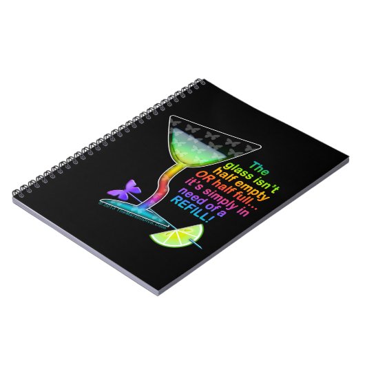 NOTITIEBOEKEN - GLAS IS HALF VOL (Linkerzijde)