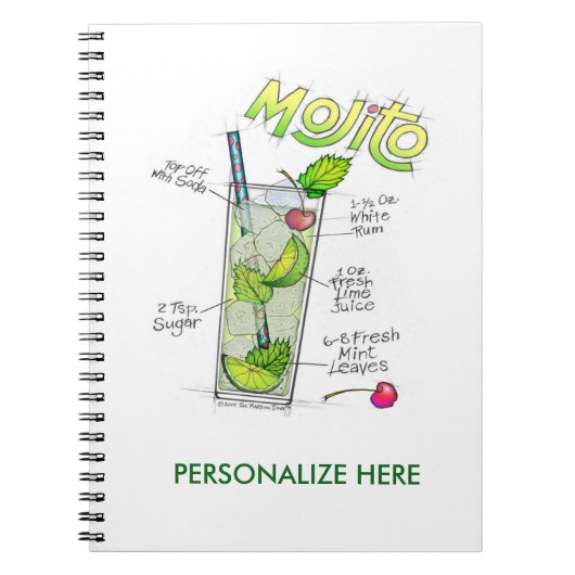 NOTITIEBOEKEN - MOJITO RECIPE COCKTAIL ART (Voorkant)