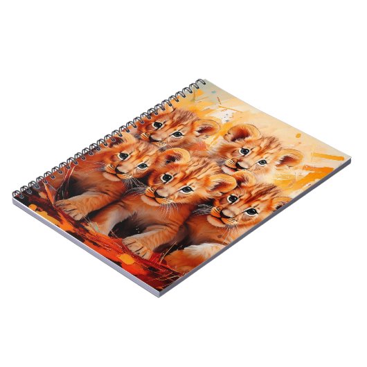 Notitieboeken - vijf leeuwenwelpen kunstwerk (Linkerzijde)