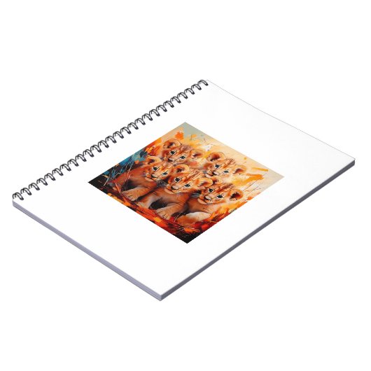 Notitieboeken - vijf leeuwenwelpen kunstwerk (Linkerzijde)