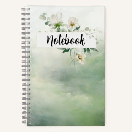 Notitieboekje-Groen Bloemmotief Notitieboek