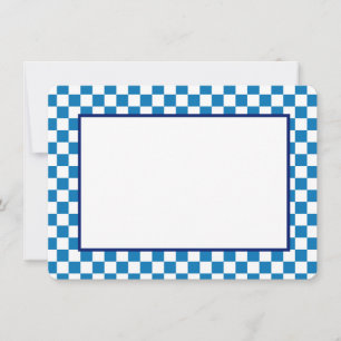 Notitiekaart-Blauw en Wit Geruit Notitiekaartje