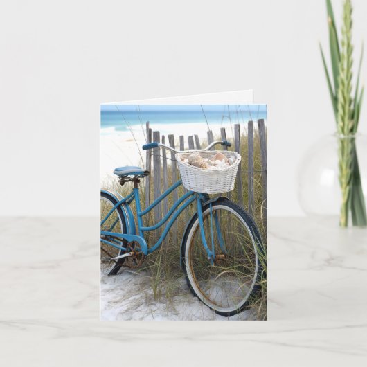 Notitiekaart Blauwe fiets met schelpen (Voorkant)