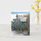 Notitiekaart Blauwe fiets met schelpen (Gele Bloem)