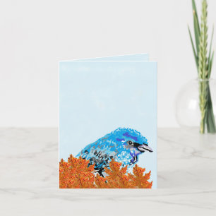 Notitiekaart: Blauwe Vogel Van Geluk Notitiekaartje