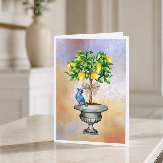 Notitiekaart met Citroenboom in Pot