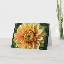Notitiekaart met gele dahlia
