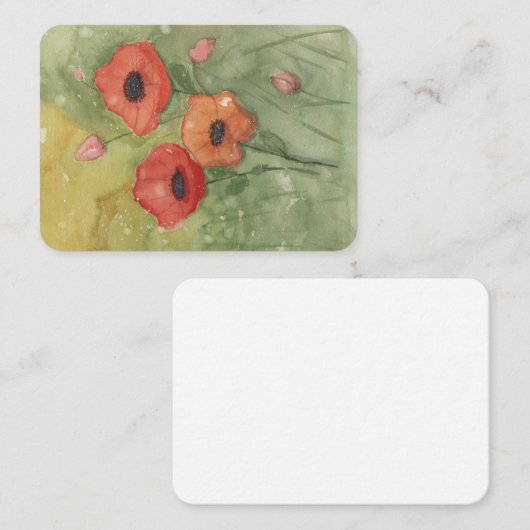 Notitiekaart met handgeschilderde papaver bloemen notitiekaartje (Voorkant / Achterkant)