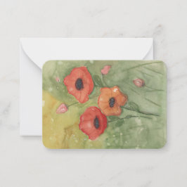 Notitiekaart met handgeschilderde papaver bloemen notitiekaartje
