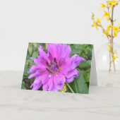 Notitiekaart met paarse dahlia (Gele Bloem)