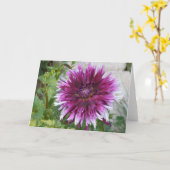 Notitiekaart met paarse en witte dahlia (Gele Bloem)