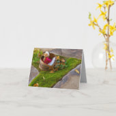 Notitiekaart met teddybeer thema in roze & groen (Gele Bloem)