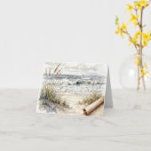 Notitiekaart Oceaanstrand met Omgekrulde Papierran (Gele Bloem)