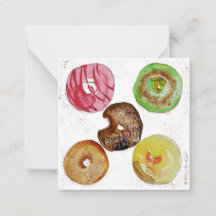Notitiekaarten met diverse donuts