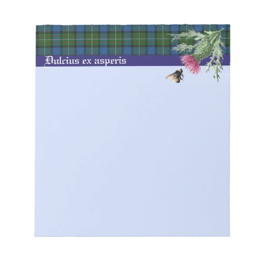 notitiepad met Ferguson Clan Motto. Bijen en Thist Notitieblok (Voorkant)