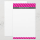 NOTITIEPAPER diagonale streep dik grijs helroze Briefpapier (Voorkant / Achterkant)