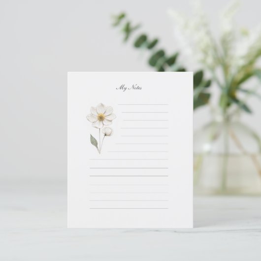 Notitiepapier met geperste bloemen en lijntjes (Staand voorkant)