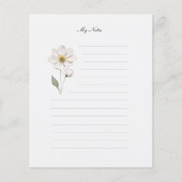Notitiepapier met geperste bloemen en lijntjes