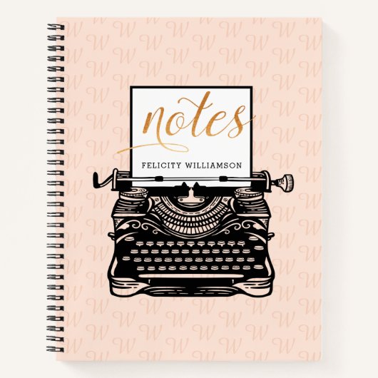 Notities:  Antiek stofschrijfmachine voor onderhou Notitieboek (Voorkant)