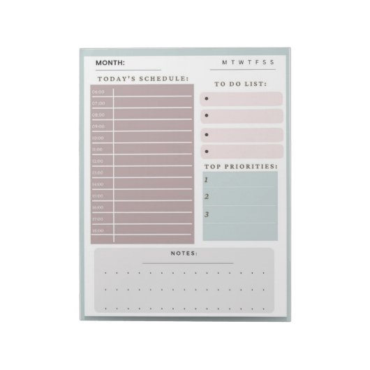 Notities bij dagplanning en takenlijsten notitieblok (Linkerzijde)