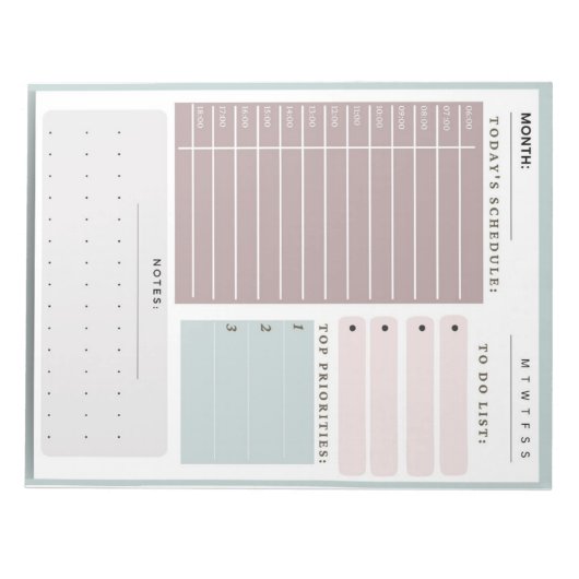 Notities bij dagplanning en takenlijsten notitieblok (Voorkant)