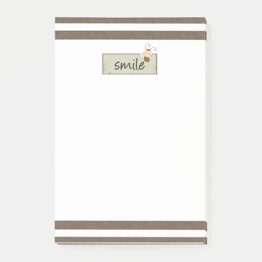 Notities Bruin & Wit Streep Bijen Floral Post-it® Notes (Voorkant)