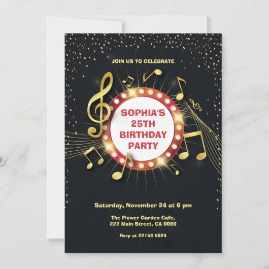 Notities en Clef verjaardagsuitnodiging Kaart (Voorkant)