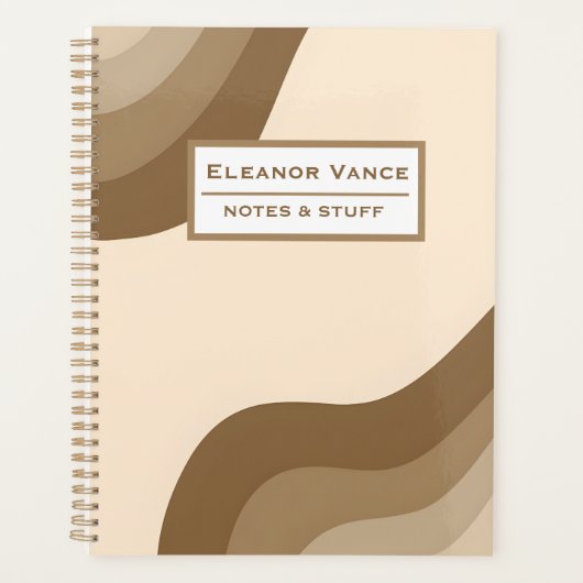Notities en Spullen Retro Bruine Beige Abstracte G Planner (Voorkant)