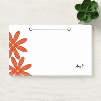 Notities met bloem en naamlabel post-it® notes