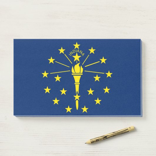 Notities met vlag van Indiana, Verenigde Staten Post-it® Notes (Op bureau)