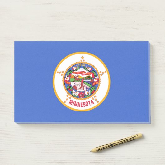 Notities met vlag van Minnesota, Verenigde Staten Post-it® Notes (Op bureau)