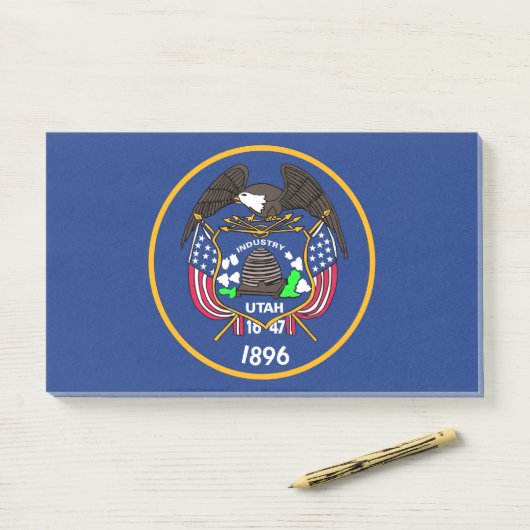 Notities met vlag van Utah, Verenigde Staten Post-it® Notes (Op bureau)