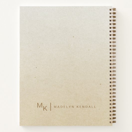 Notities & Musings Modern Script Monogram Goud Notitieboek (Achterkant)