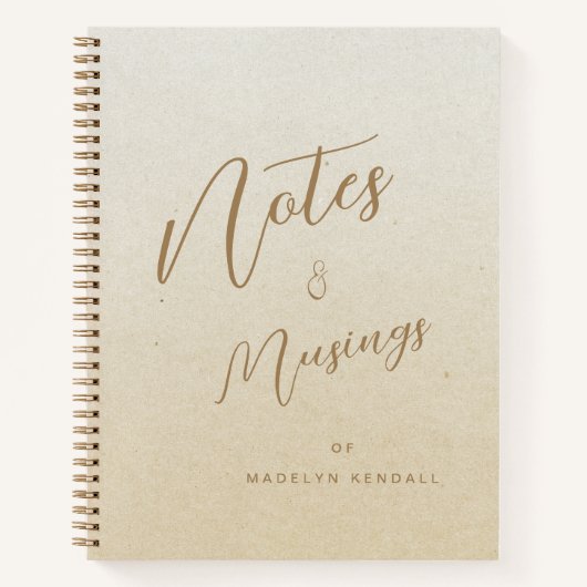 Notities & Musings Modern Script Monogram Goud Notitieboek (Voorkant)