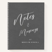 Notities & Musings Modern Script Monogram Grijs Notitieboek (Voorkant)